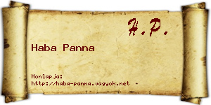 Haba Panna névjegykártya